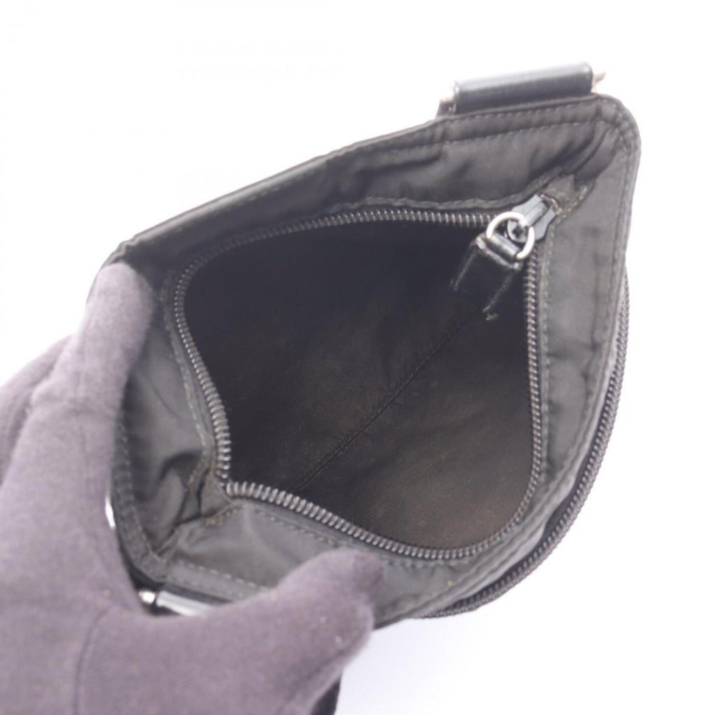 Prada Black Nylon Leather Handbag Shoulder Bag (Pre-Owned)