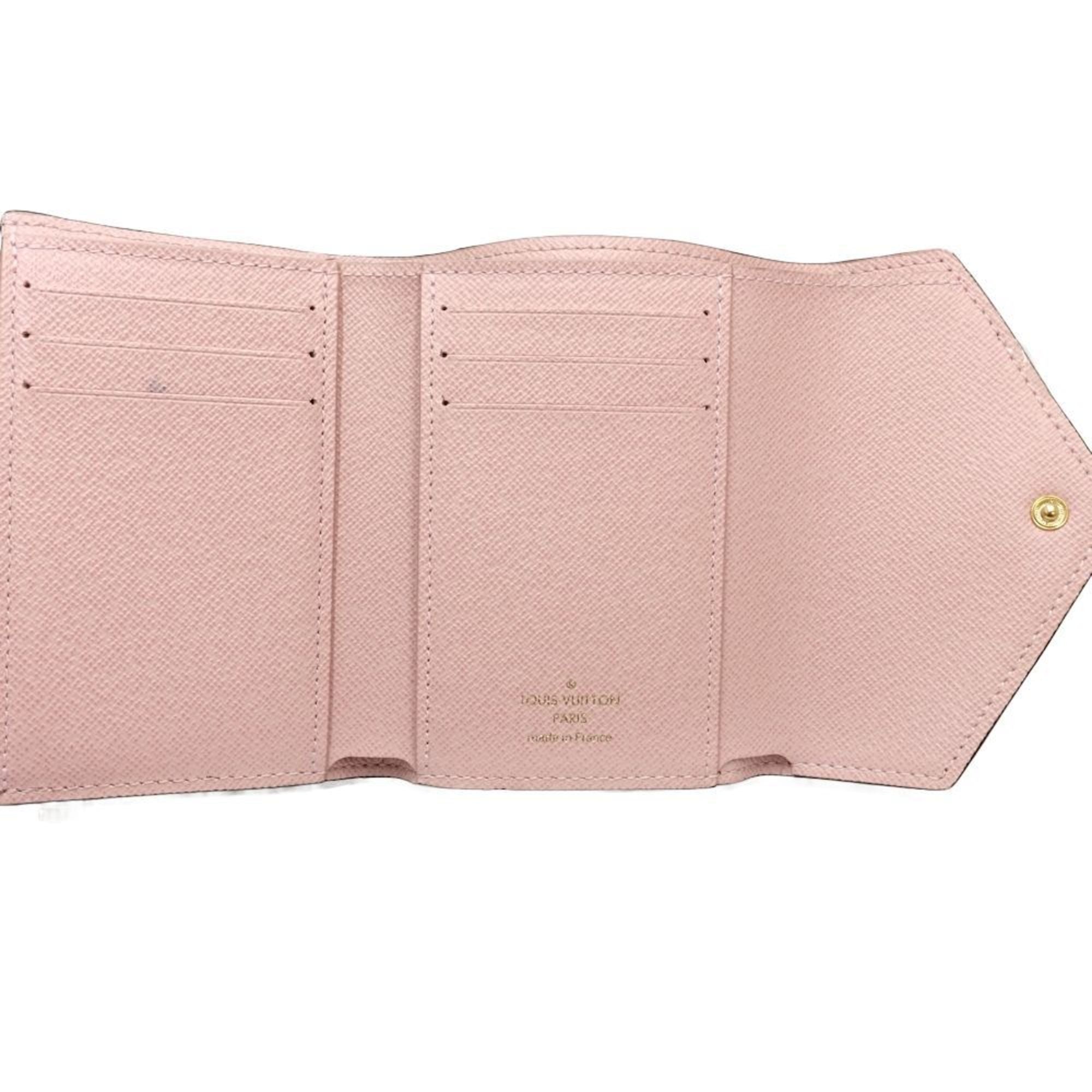 Louis Vuitton Damier Canvas Ebene Rose Ballerine Canvas Wallet (Tri-Fold) (Pre-Owned)