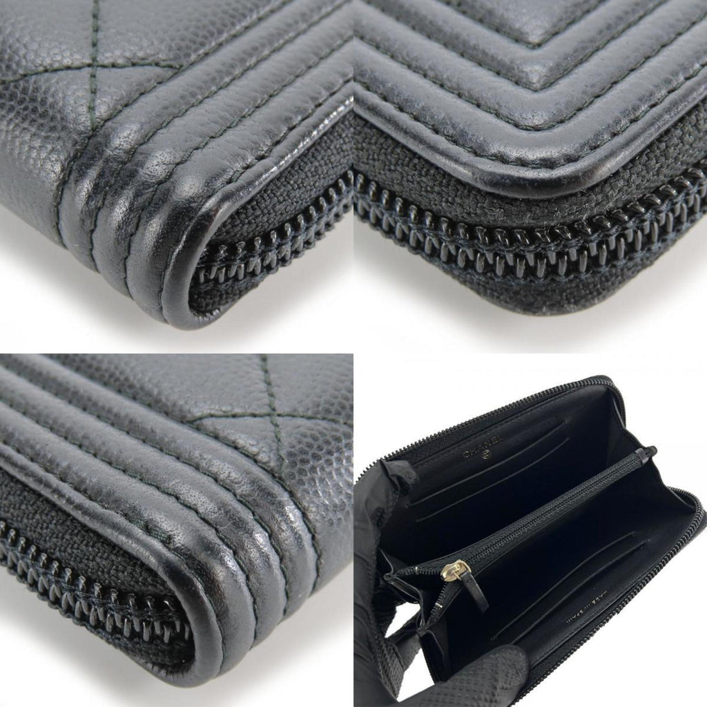 Chanel Black Grained Calfskin Coin Purse/Coin Case (Pre-Owned)