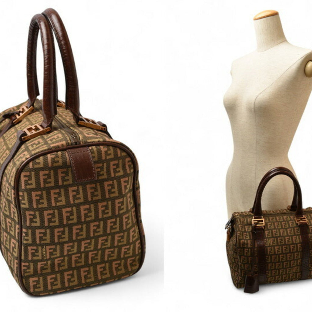 Fendi Zucca Khaki Brown Zucca Canvas Handbag (Pre-Owned)