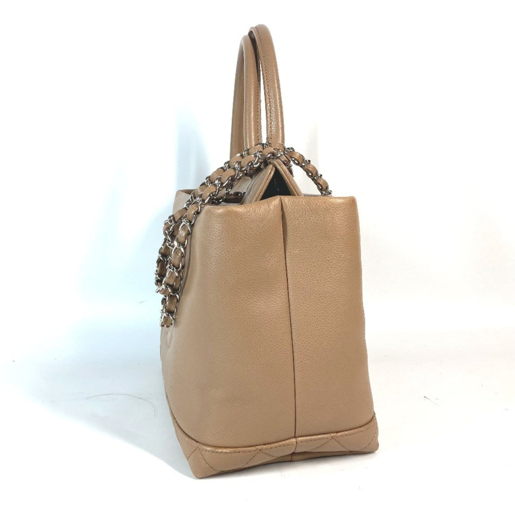 Chanel Beige Grained Calfskin Shoulder Bag Tote Bag (Pre-Owned)