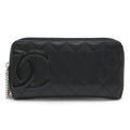 Chanel Cambon Black Pink Leather Long Wallet (Bi-Fold) (Pre-Owned)