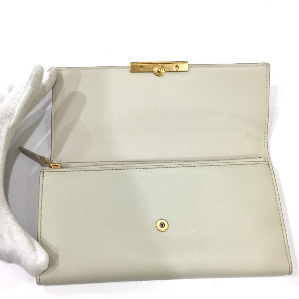 Bottega Veneta White Leather Long Wallet (Bi-Fold) (Pre-Owned)