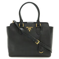 Prada Saffiano Black Nero Leather Handbag Shoulder Bag (Pre-Owned)
