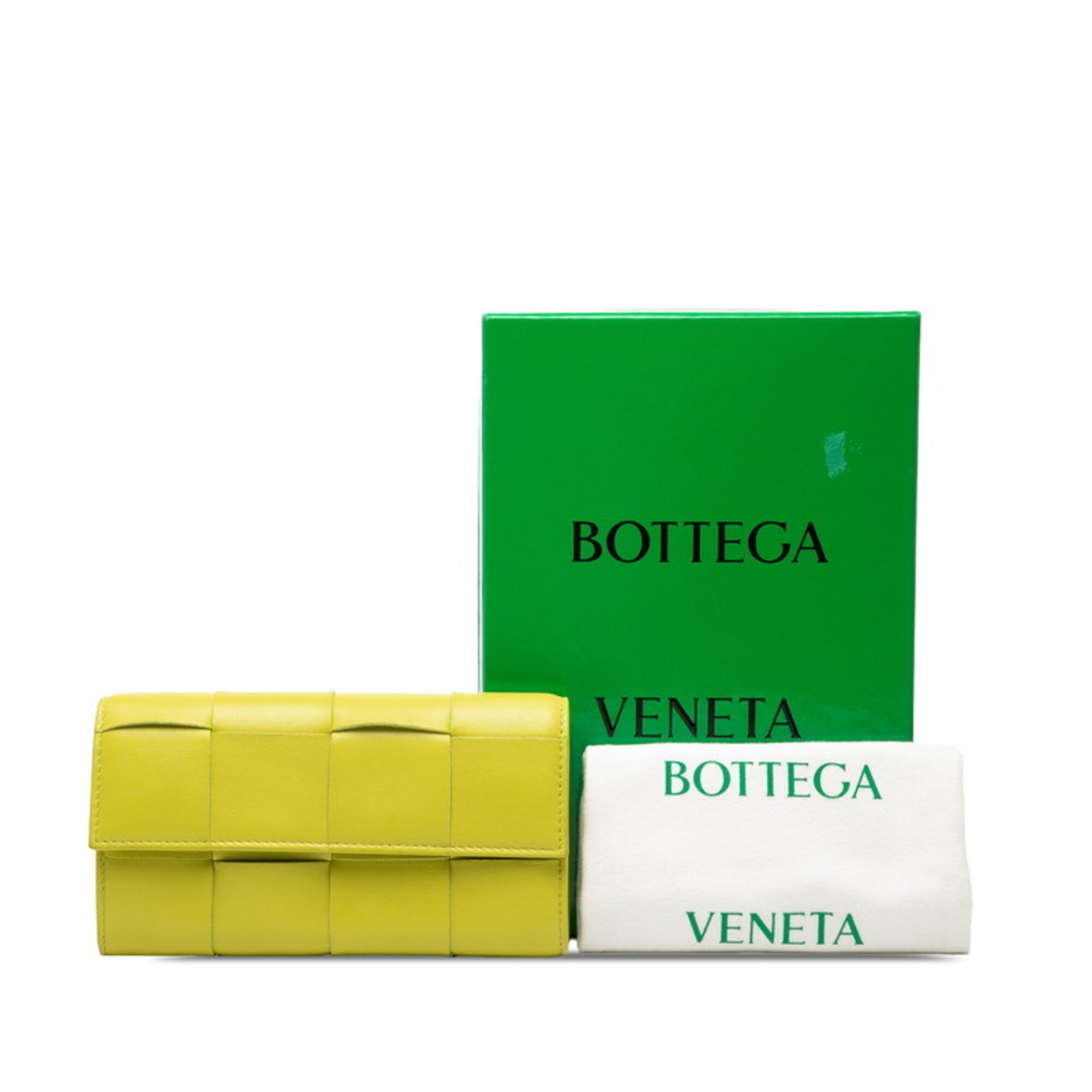 Bottega Veneta Green Leather Long Wallet (Bi-Fold) (Pre-Owned)