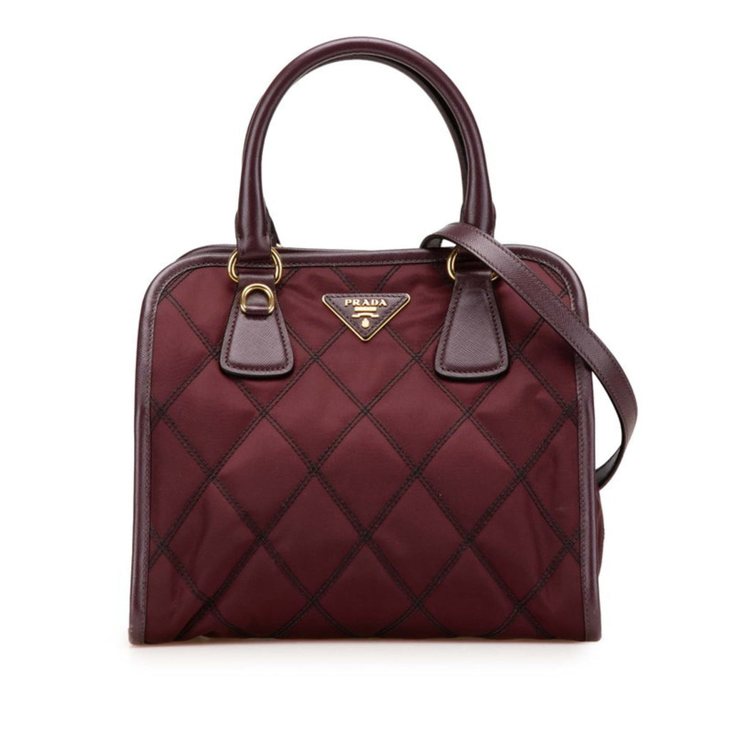 Prada Purple Nylon Leather Handbag Shoulder Bag (Pre-Owned)