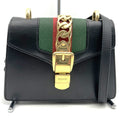 Gucci Sherry Line Black Leather Shoulder Bag (Pre-Owned)