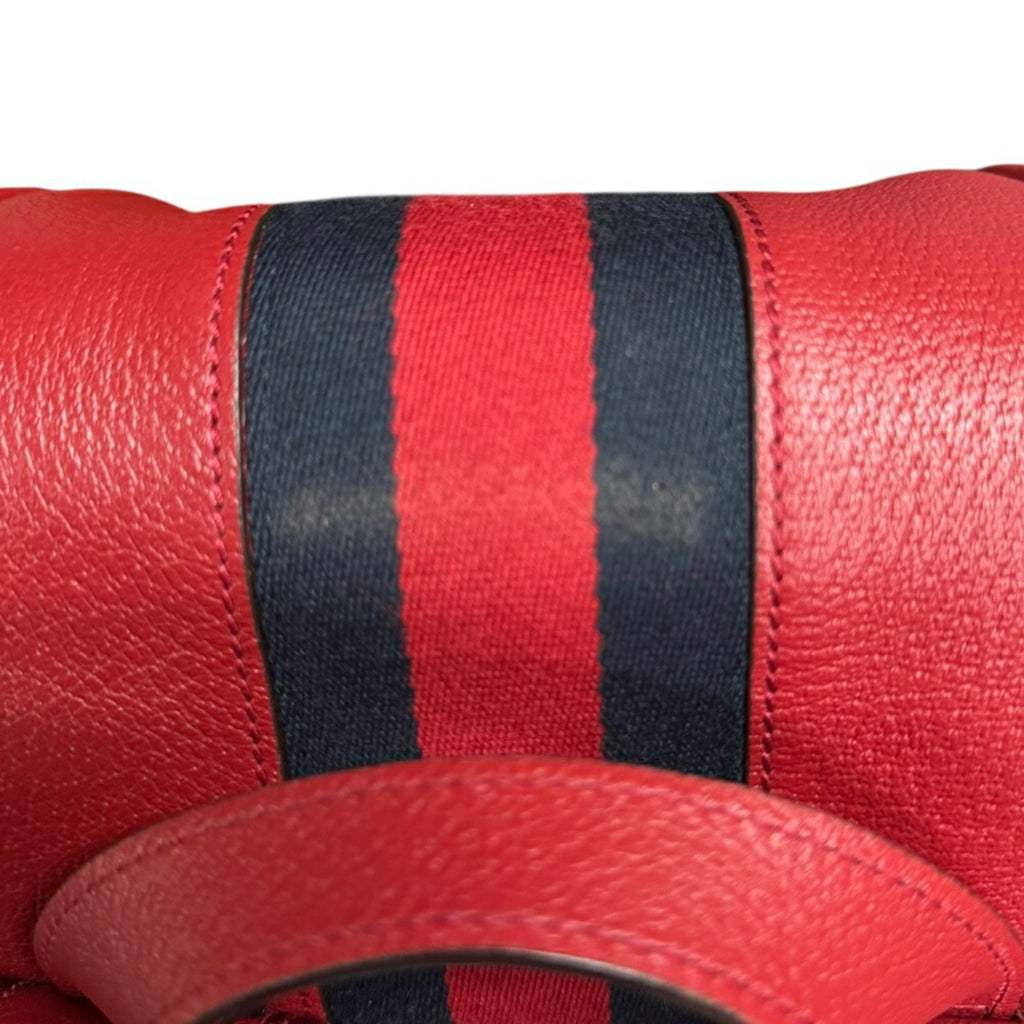 Gucci Navy Red Color Leather Backpack (Pre-Owned)