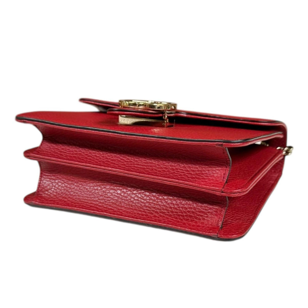 Gucci Red Color Leather Shoulder Bag (Pre-Owned)