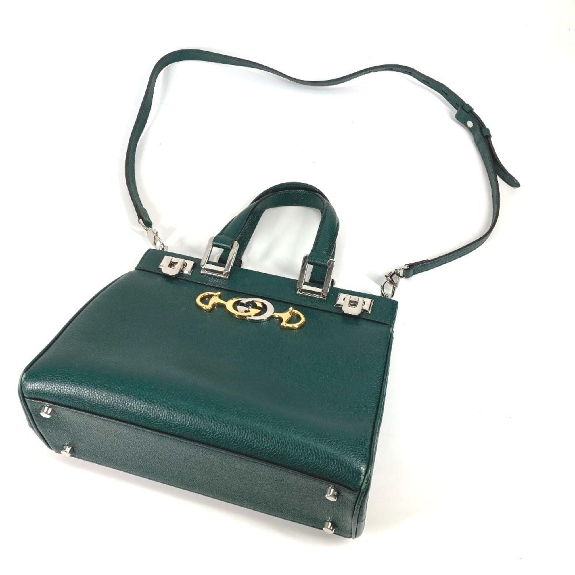 Gucci Green Leather Handbag Shoulder Bag (Pre-Owned)