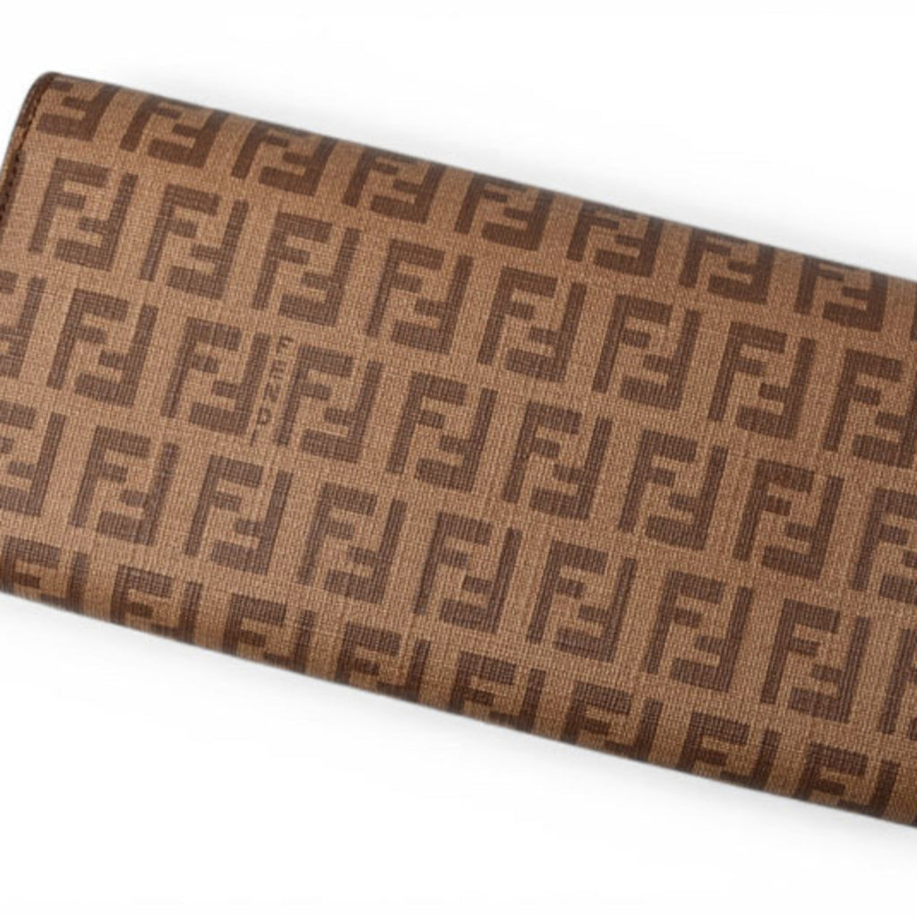 Fendi Zucca Beige Brown Zucca Long Wallet (Bi-Fold) (Pre-Owned)