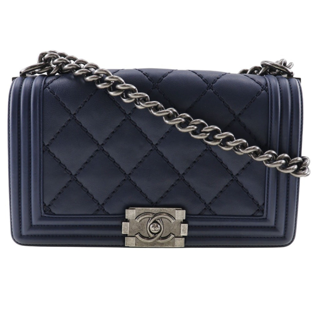 Chanel Navy Leather Shoulder Bag (Pre-Owned)