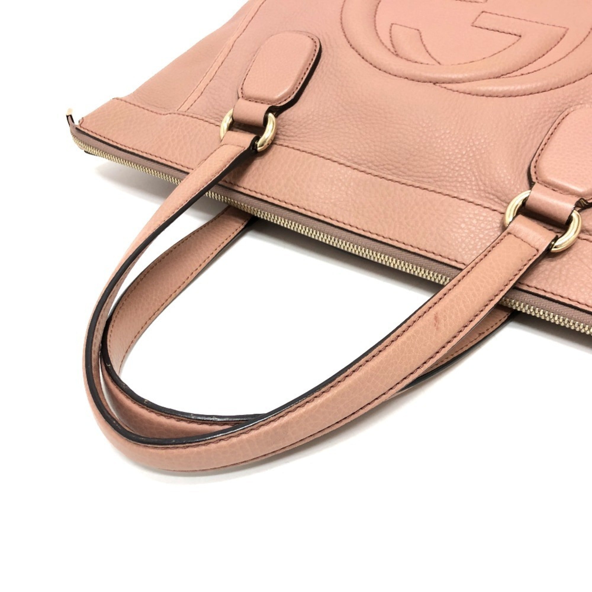 Gucci Pink Beige Leather Handbag (Pre-Owned)
