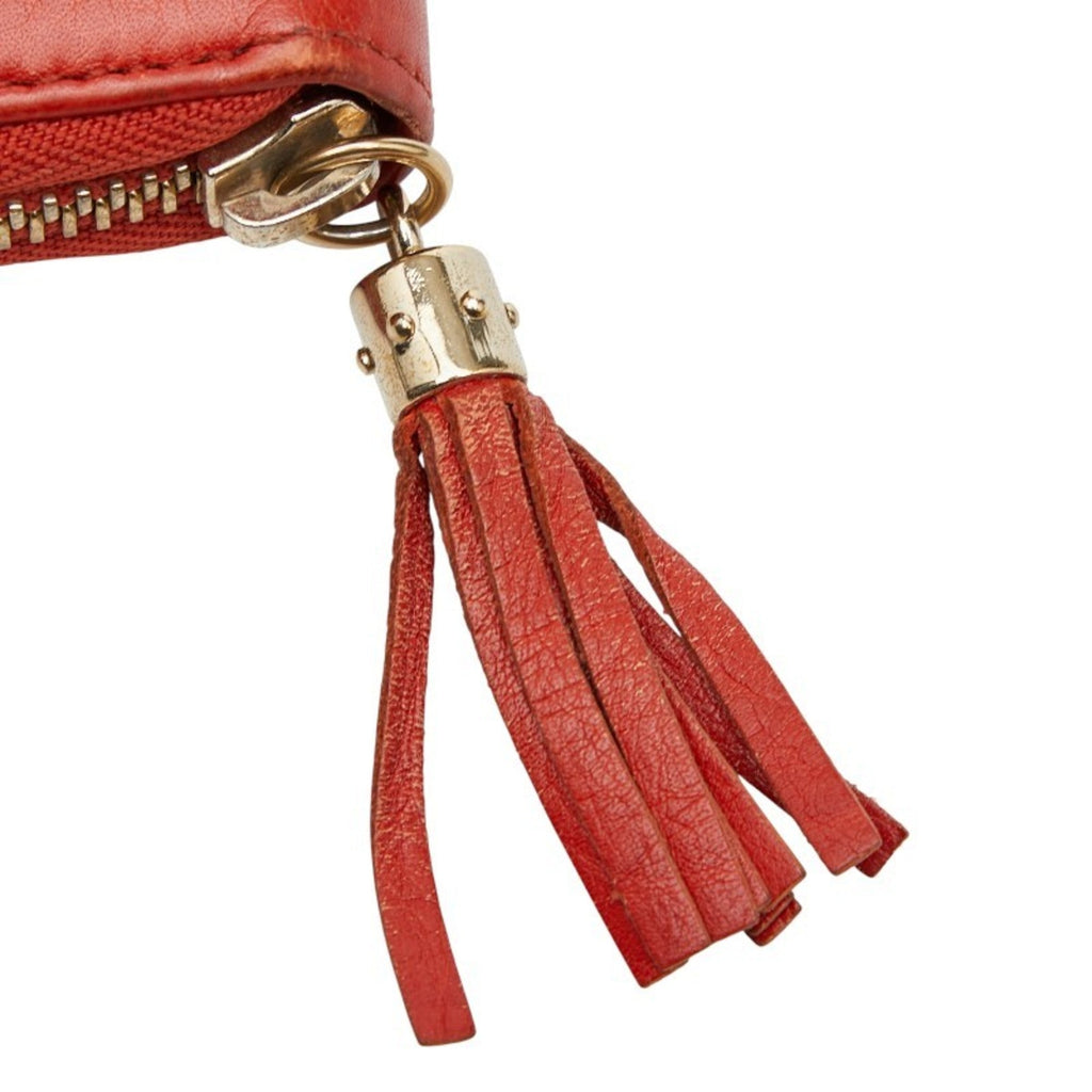 Gucci Red Color Leather Long Wallet (Bi-Fold) (Pre-Owned)