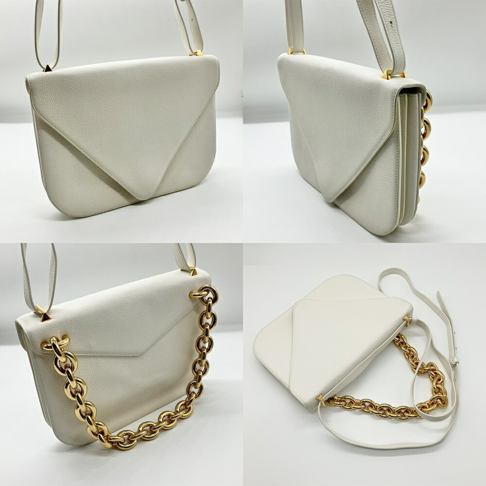 Bottega Veneta White Leather Handbag Shoulder Bag (Pre-Owned)