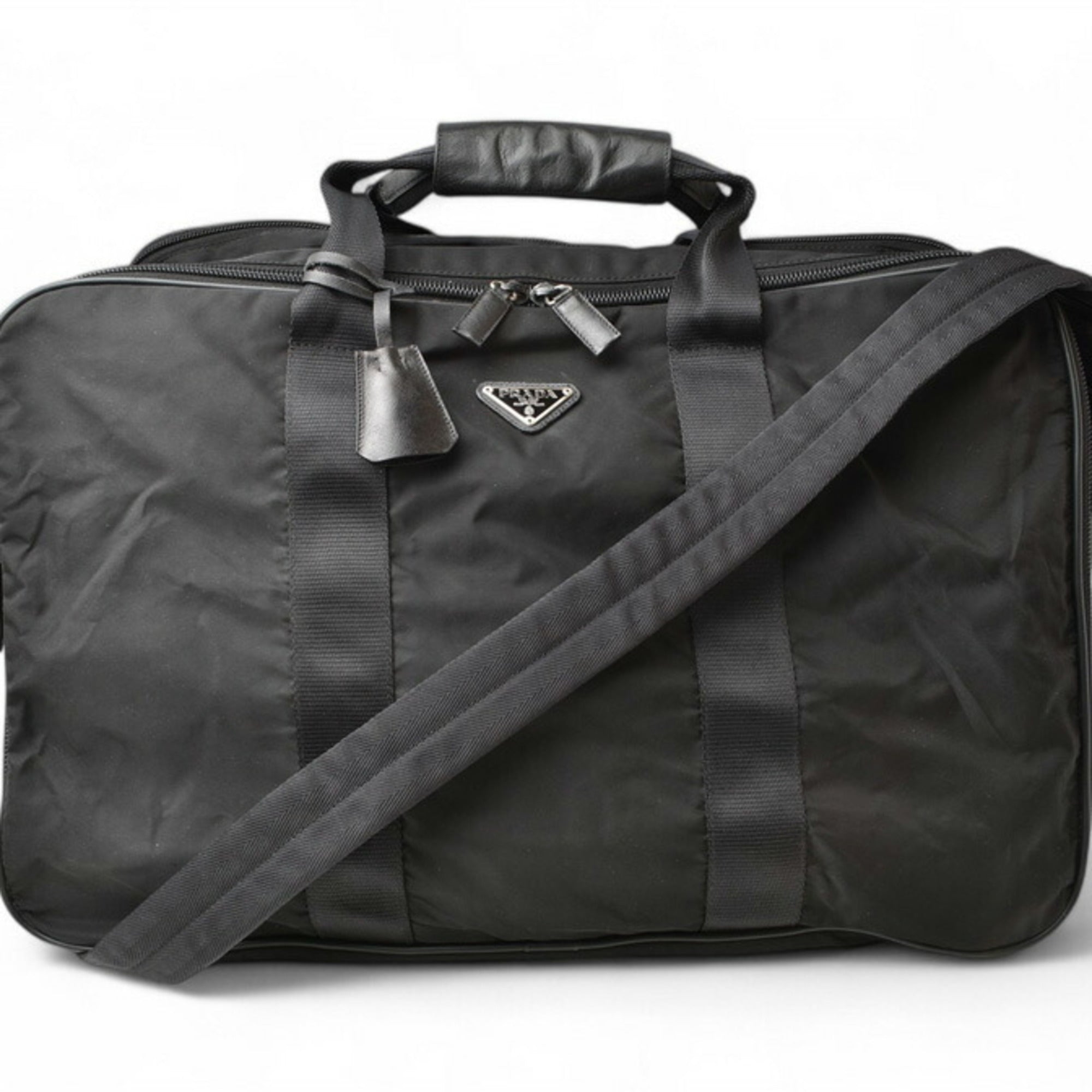 Prada Black Nero Nylon Boston Bag Shoulder Bag (Pre-Owned)