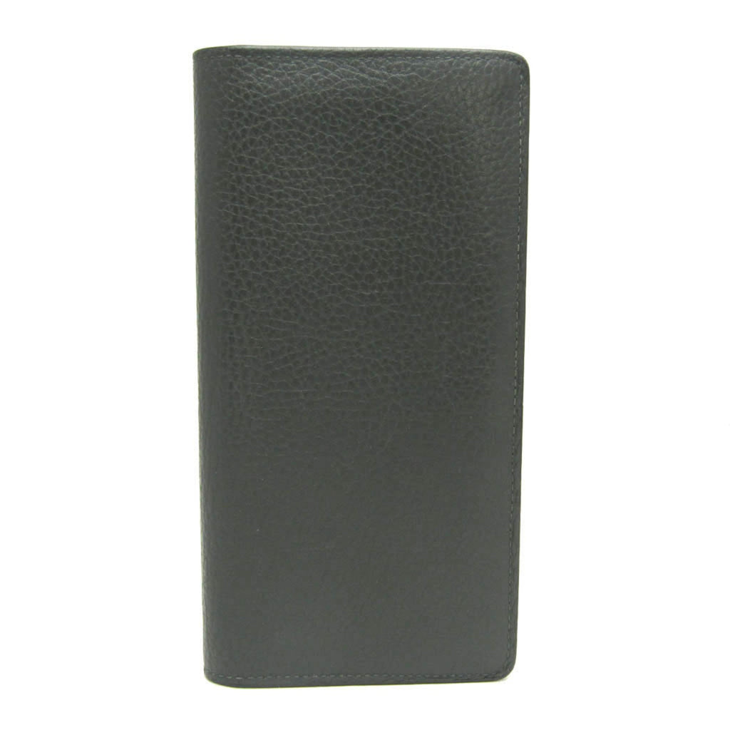 Louis Vuitton Taurillon Lv Charcoal Leather Long Wallet (Bi-Fold) (Pre-Owned)