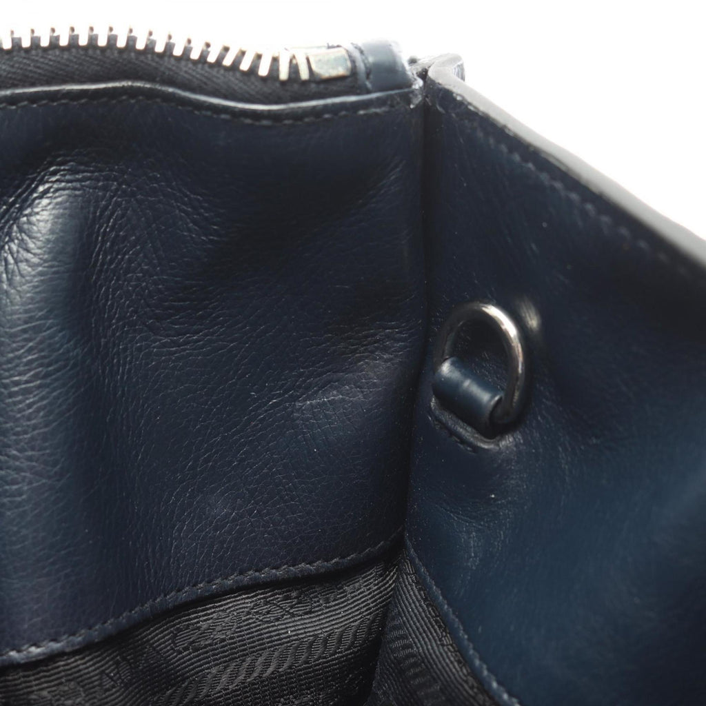 Prada Navy Leather Handbag Tote Bag (Pre-Owned)