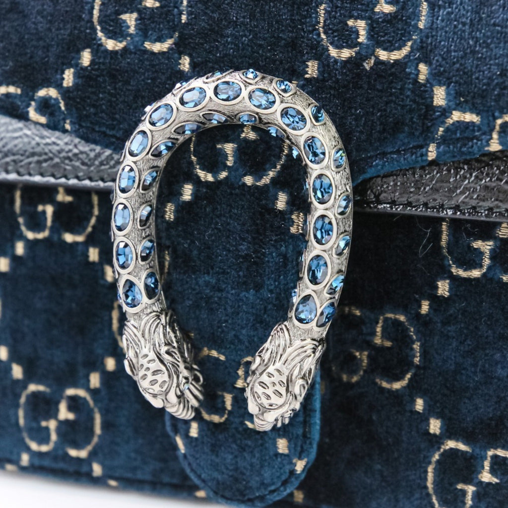 Gucci Navy Velvet Shoulder Bag (Pre-Owned)