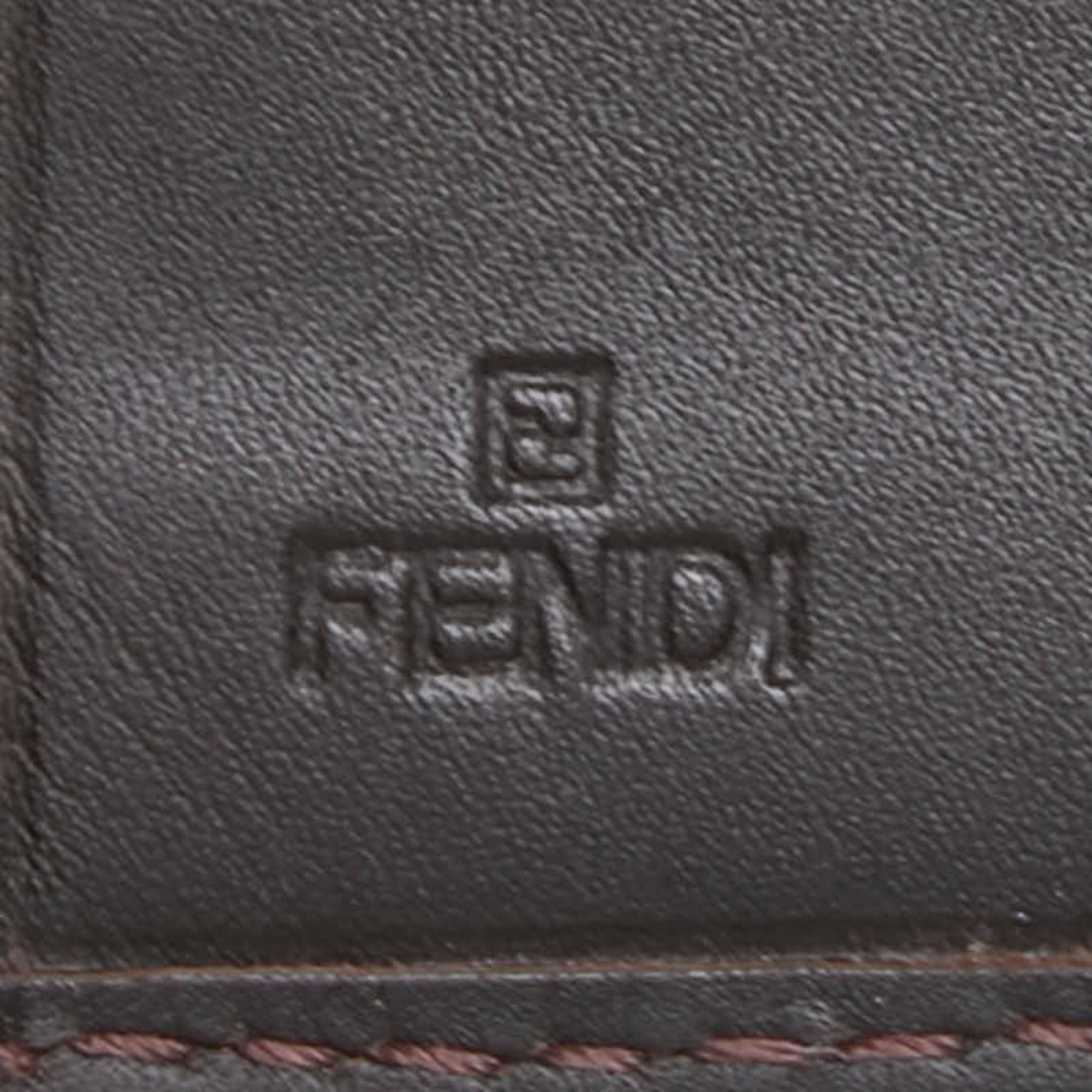Fendi Brown Canvas Leather Long Wallet (Bi-Fold) (Pre-Owned)