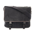 Prada Black Brown Canvas Leather Handbag Shoulder Bag (Pre-Owned)