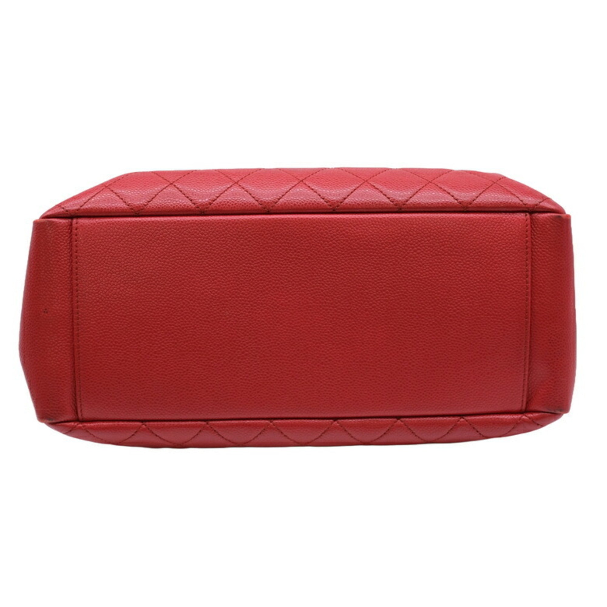 Chanel Red Color Caviar Leather Tote Bag (Pre-Owned)