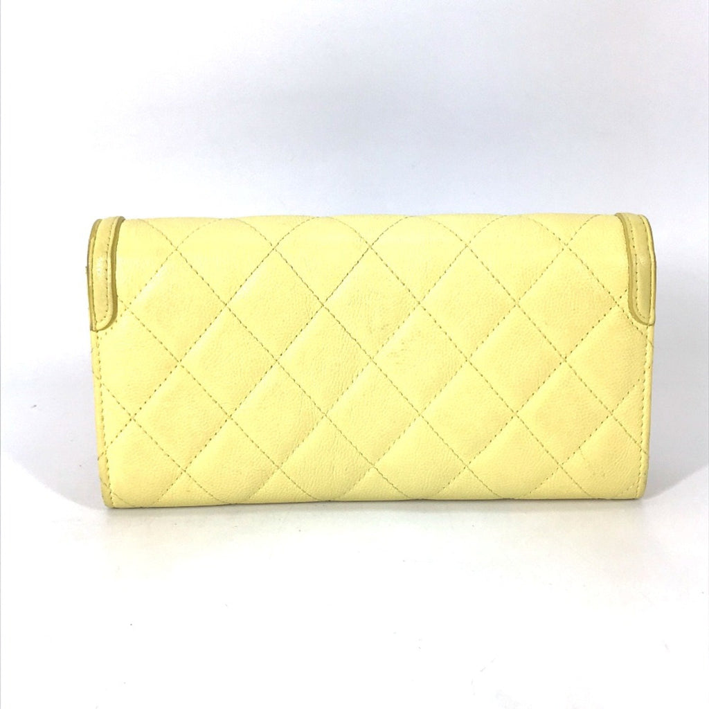 Chanel Yellow Leather Long Wallet (Bi-Fold) (Pre-Owned)