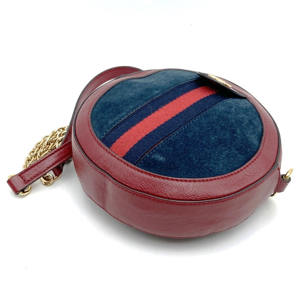 Gucci Gg Marmont Navy Red Color Suede Leather Shoulder Bag (Pre-Owned)