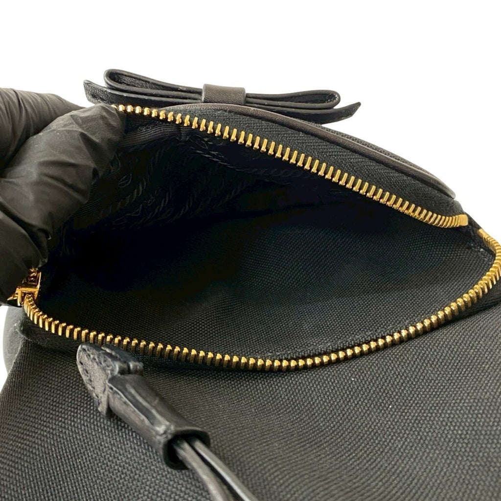 Prada Black Canvas Leather Handbag Shoulder Bag (Pre-Owned)