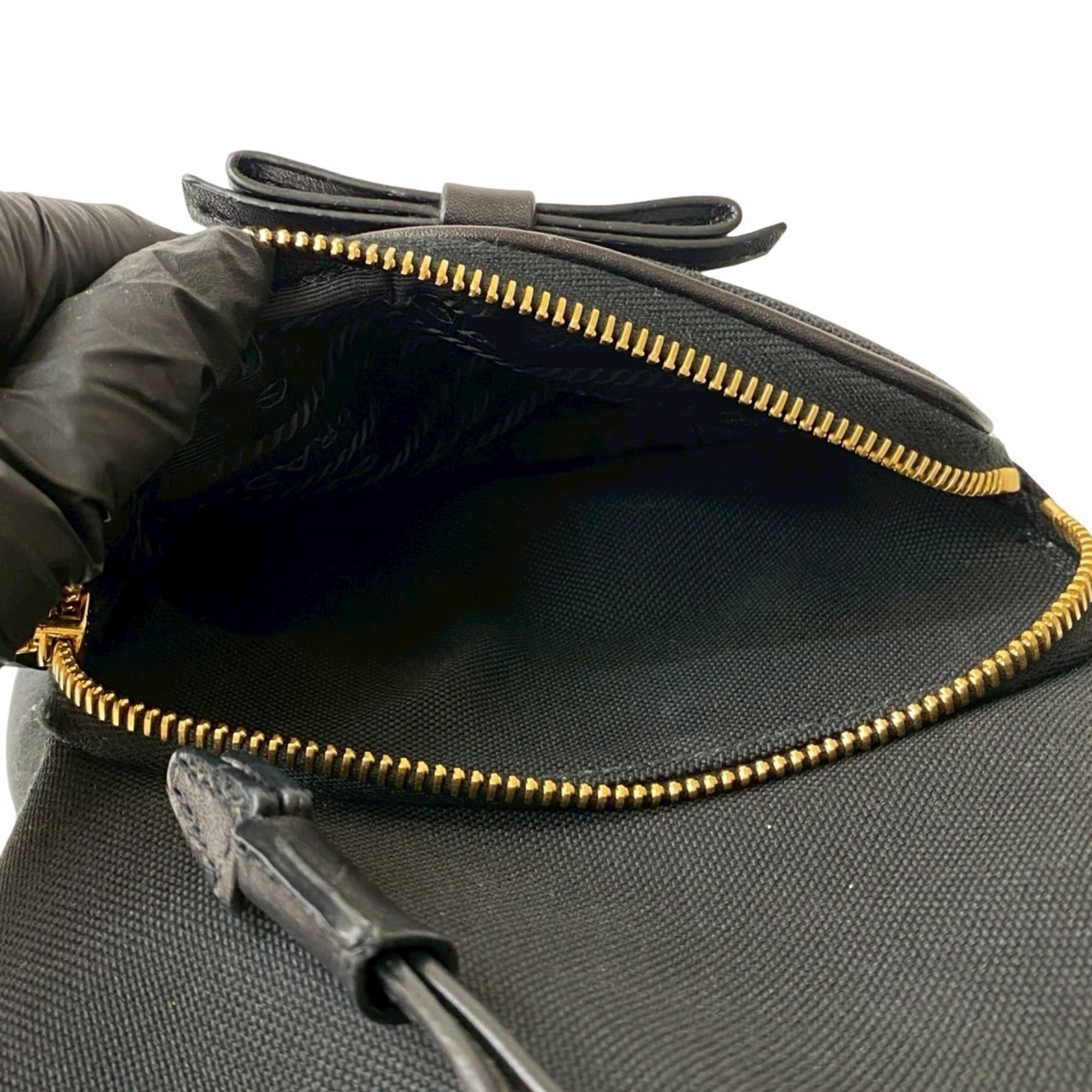 Prada Black Canvas Leather Handbag Shoulder Bag (Pre-Owned)