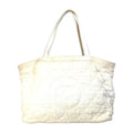 Chanel White Cotton Leather Beach Bag Shoulder Bag Tote Bag (Pre-Owned)