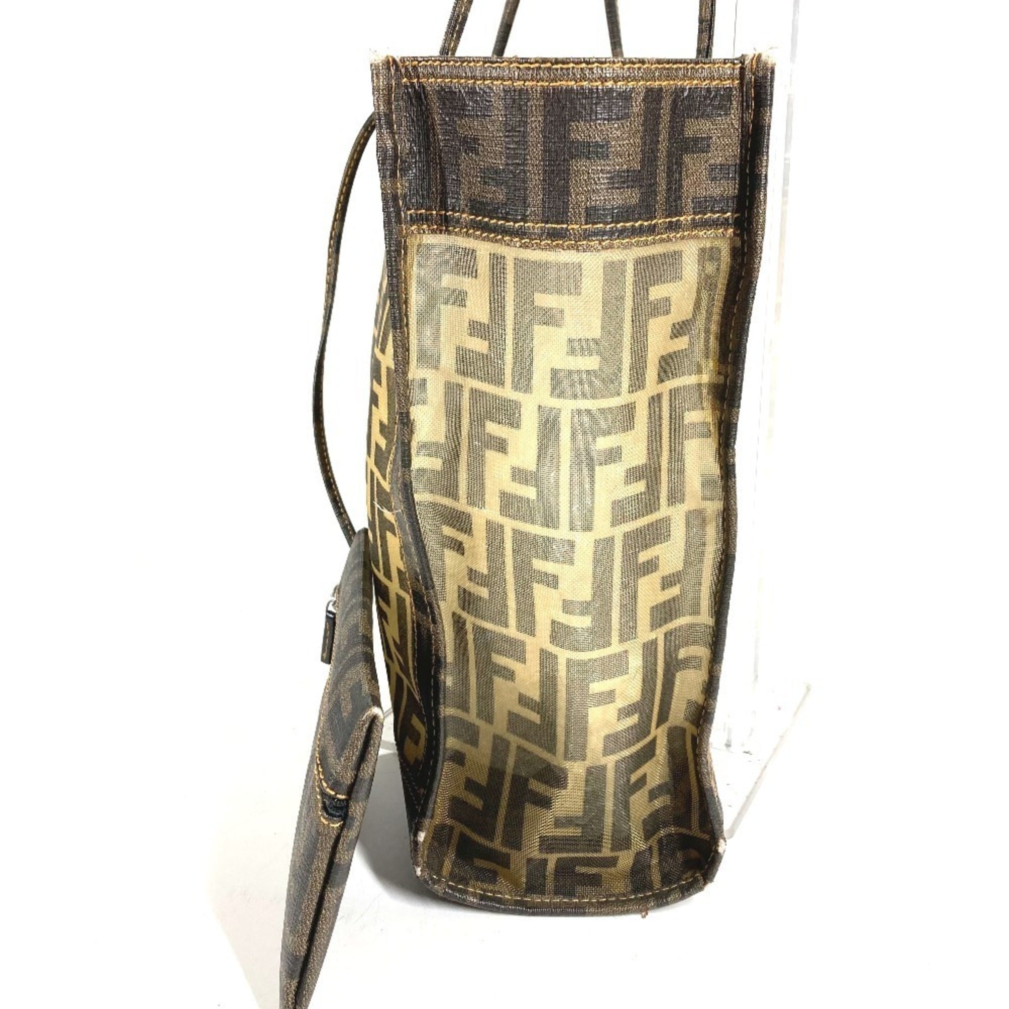 Fendi Zucca Brown Pvc Handbag Pouch Shoulder Bag Tote Bag (Pre-Owned)