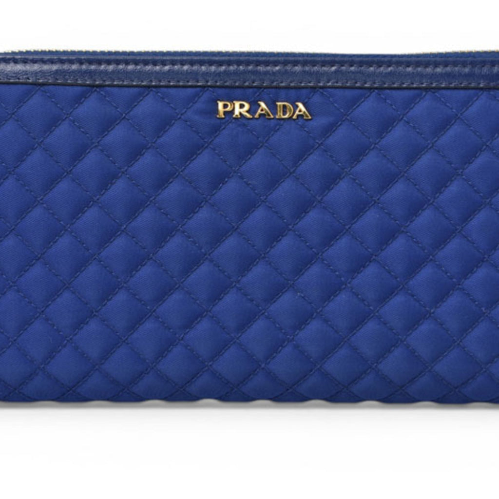 Prada Blue Bluette Tessuto Long Wallet (Bi-Fold) (Pre-Owned)