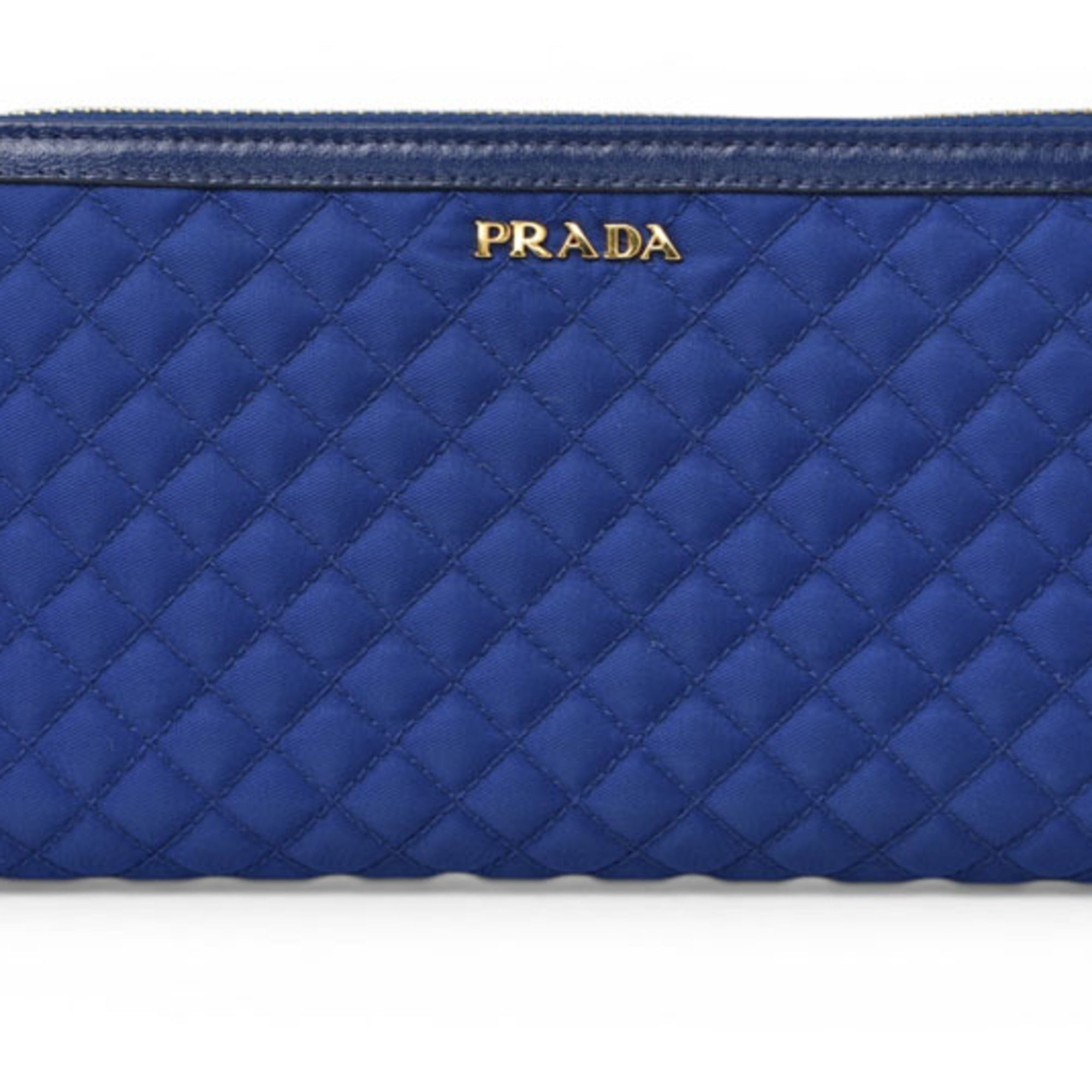 Prada Blue Bluette Tessuto Long Wallet (Bi-Fold) (Pre-Owned)