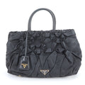 Prada Black Nylon Leather Handbag Tote Bag (Pre-Owned)