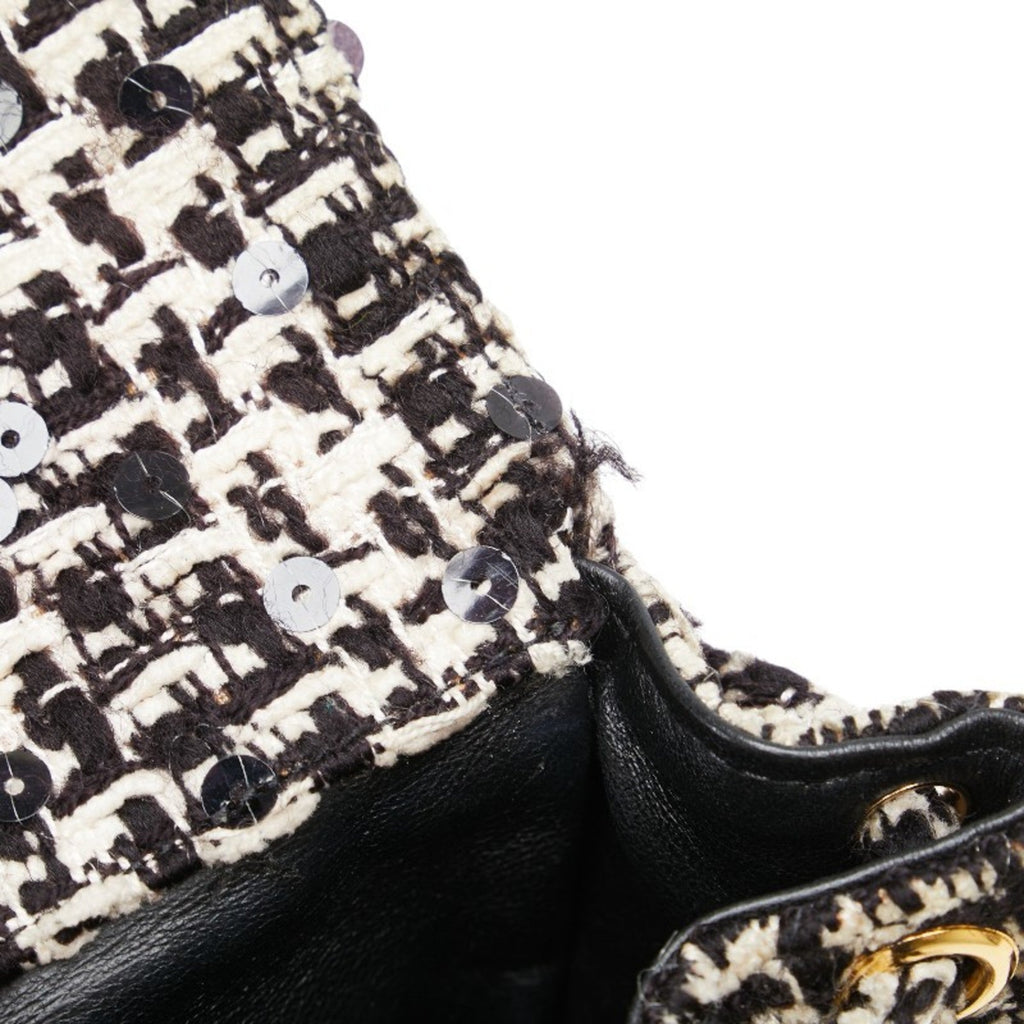 Chanel Black White Tweed Spangles Backpack (Pre-Owned)