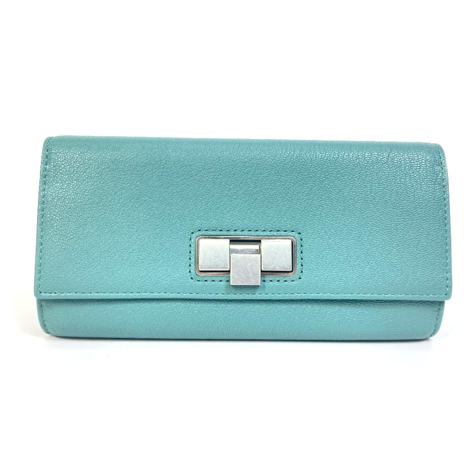 Bottega Veneta Blue Leather Long Wallet (Bi-Fold) (Pre-Owned)