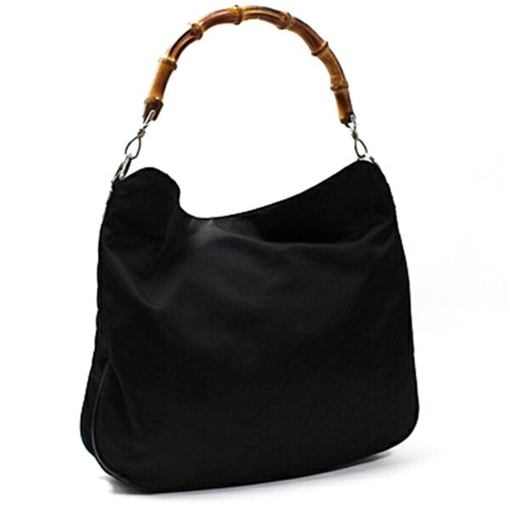 Gucci Black Dark Brown Nylon Handbag Shoulder Bag (Pre-Owned)