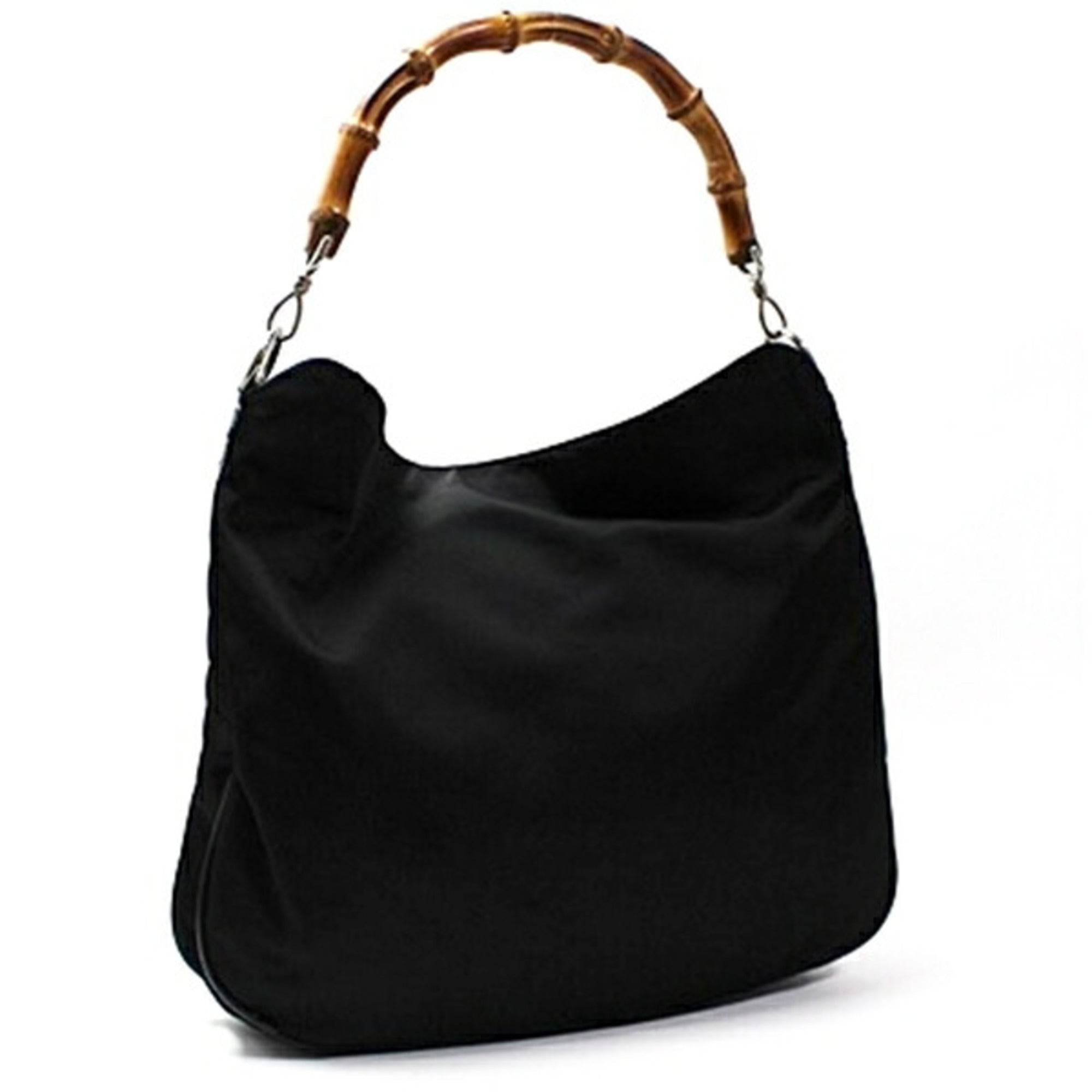 Gucci Black Dark Brown Nylon Handbag Shoulder Bag (Pre-Owned)