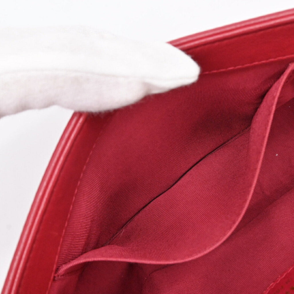Chanel Red Color Leather Shoulder Bag (Pre-Owned)