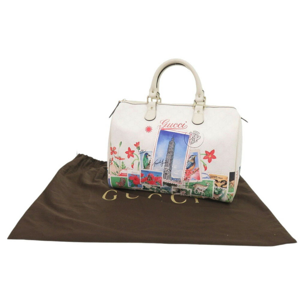 Gucci White Leather Boston Bag Handbag (Pre-Owned)