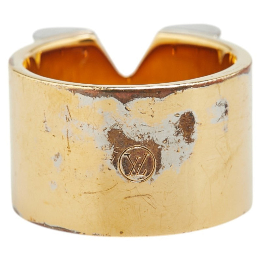 Louis Vuitton Gold Silver Metal Band Ring (Pre-Owned)
