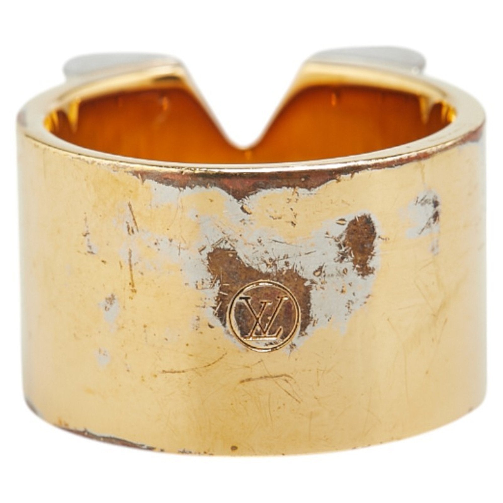 Louis Vuitton Gold Silver Metal Band Ring (Pre-Owned)