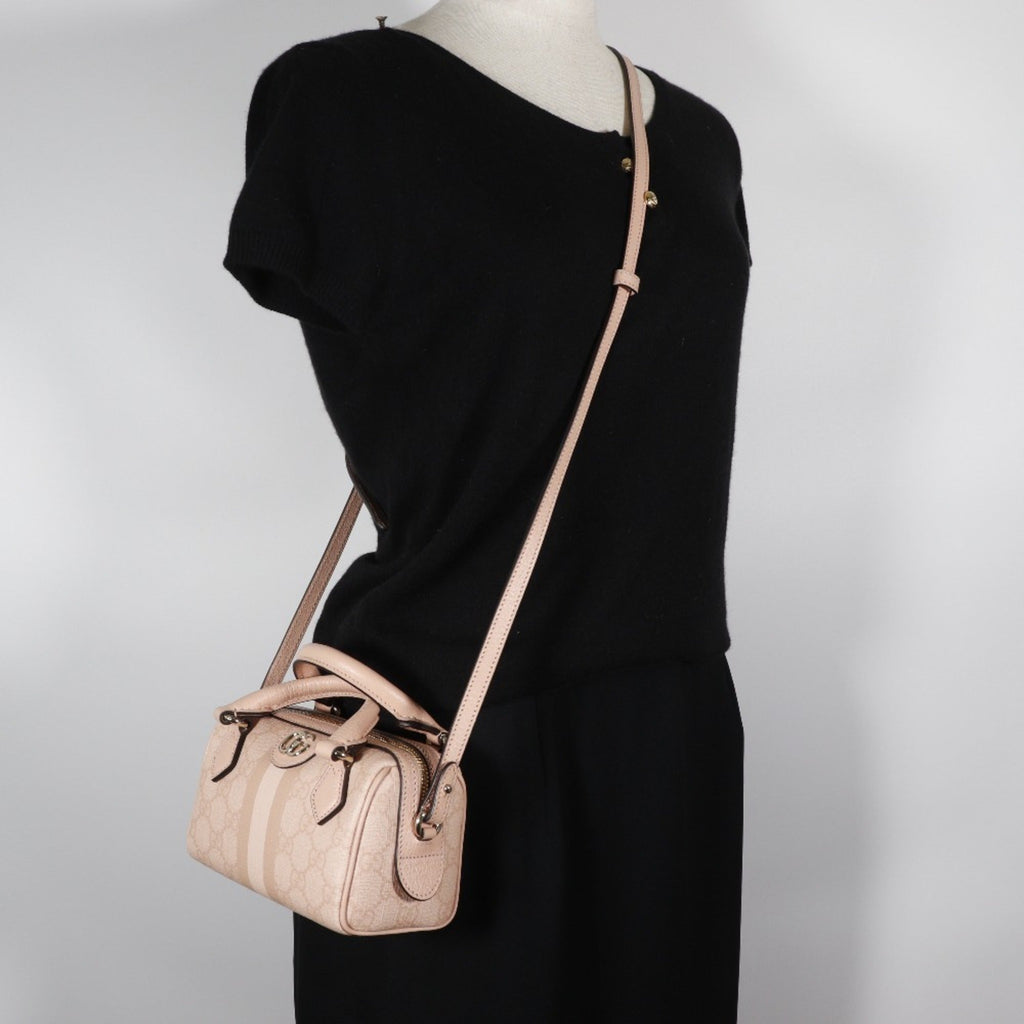 Gucci Ophidia Dusty Pink Gg Supreme Handbag (Pre-Owned)