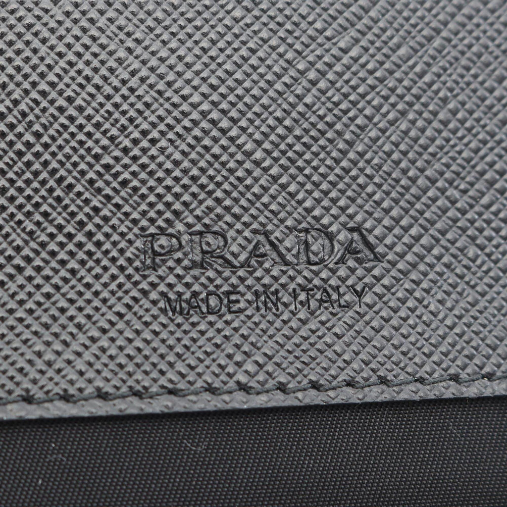 Prada Black Nylon Leather Handbag Shoulder Bag (Pre-Owned)