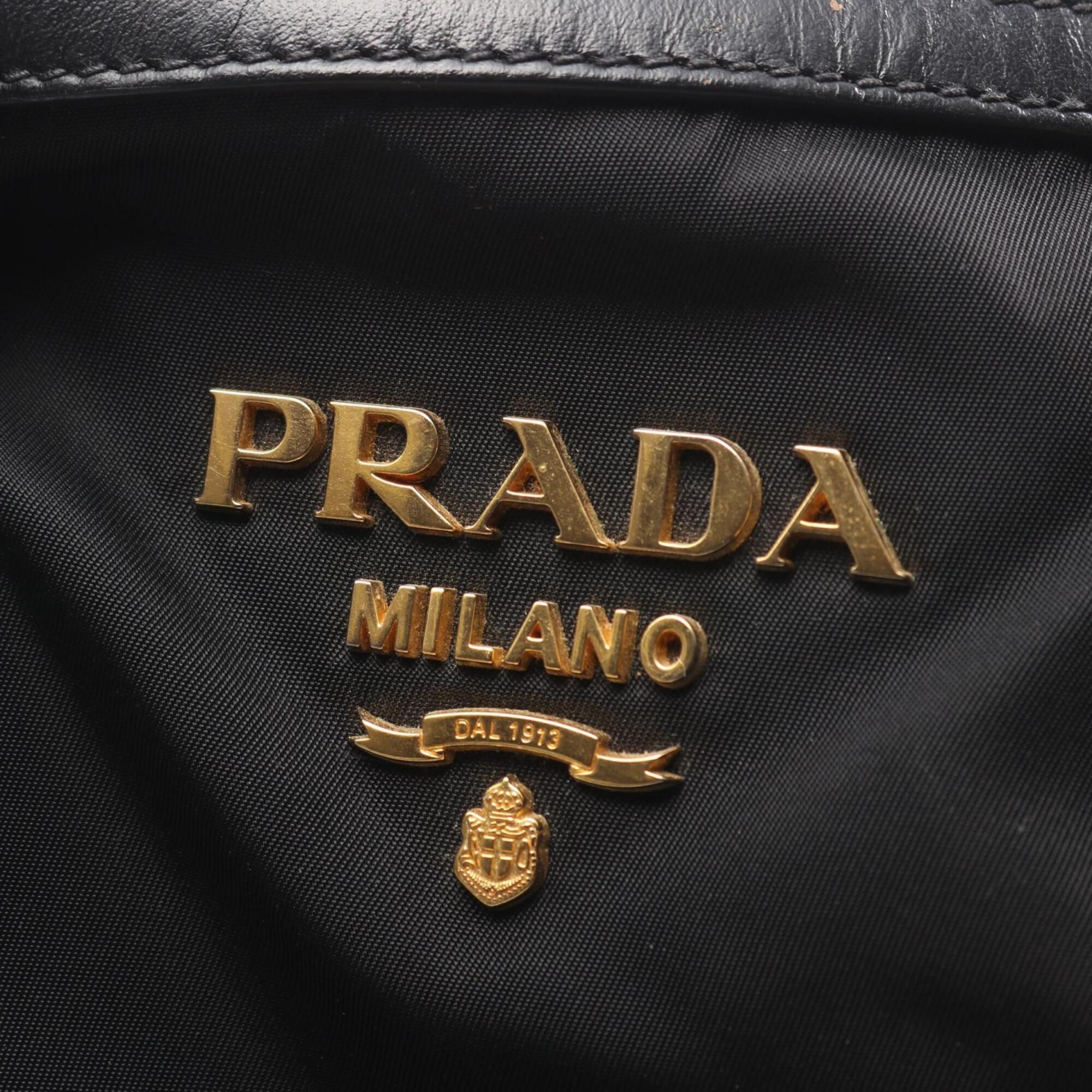 Prada Black Nylon Leather Handbag (Pre-Owned)