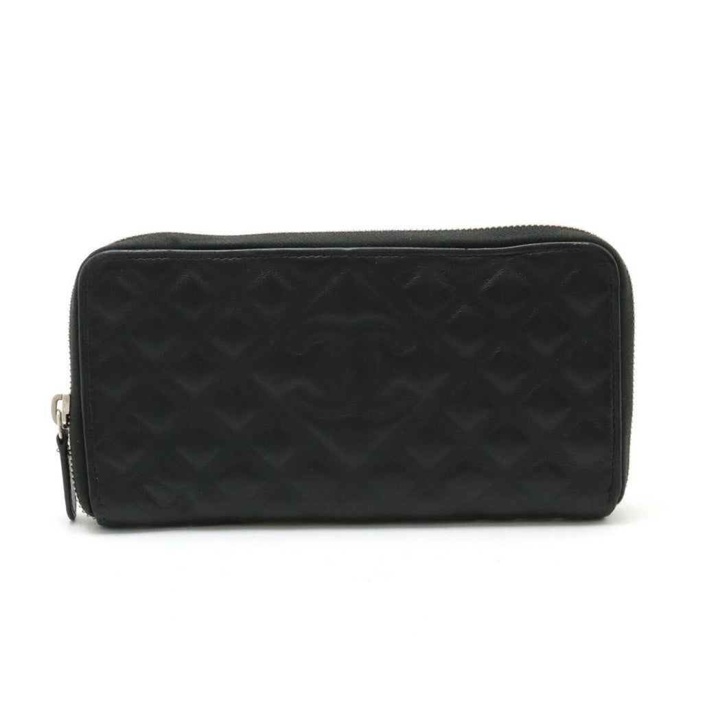 Chanel Black Leather Long Wallet (Bi-Fold) (Pre-Owned)