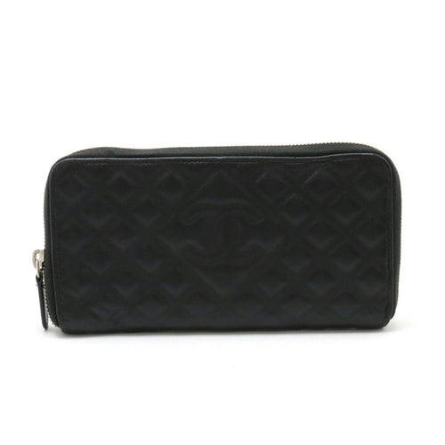 Chanel Black Leather Long Wallet (Bi-Fold) (Pre-Owned)