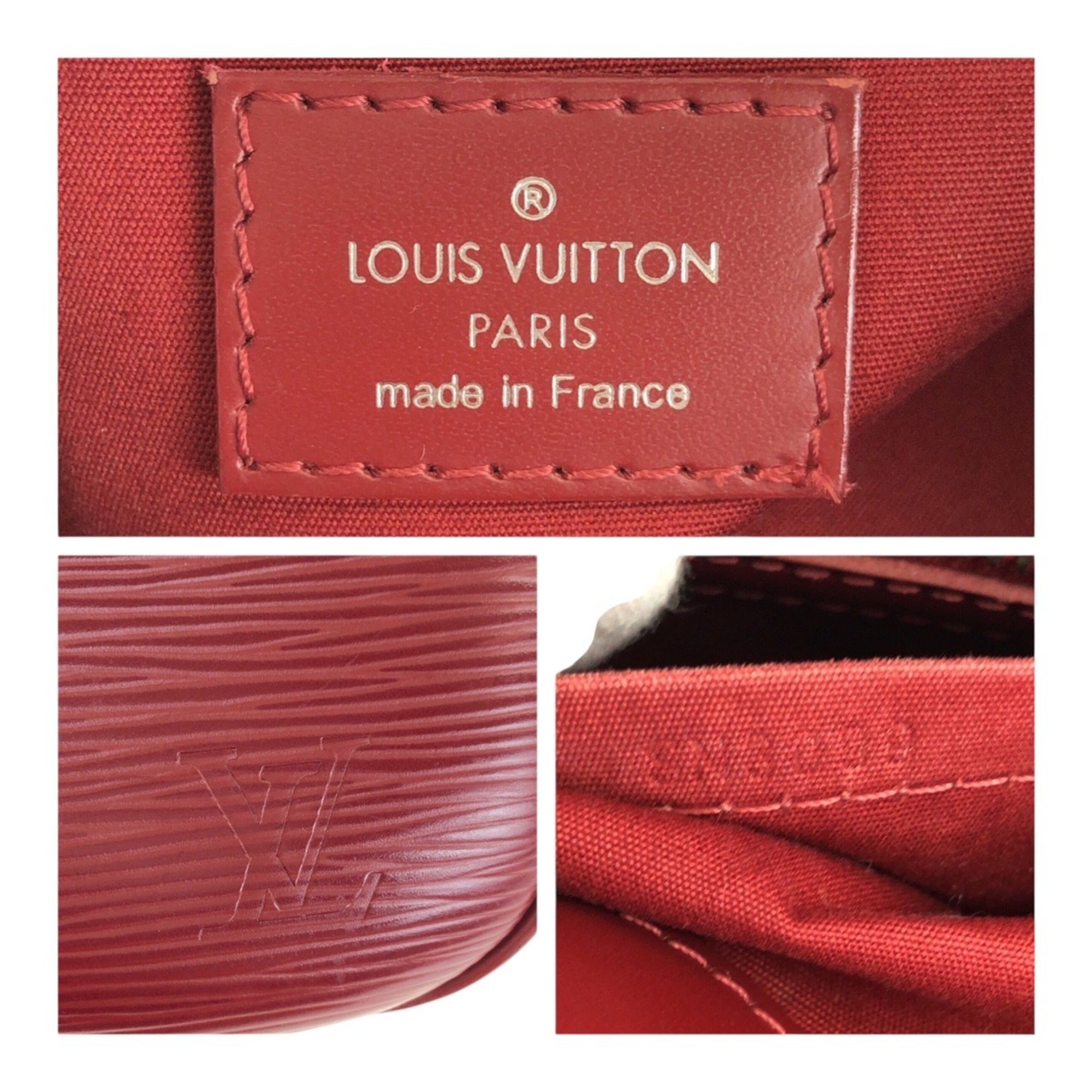 Louis Vuitton Red Color Leather Handbag Tote Bag (Pre-Owned)