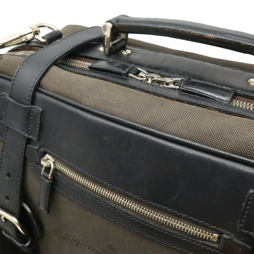 Prada Black Brown Nero Canvas Leather Handbag Shoulder Bag Tote Bag (Pre-Owned)